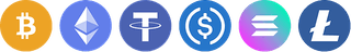Logos de criptomonedas soportadas